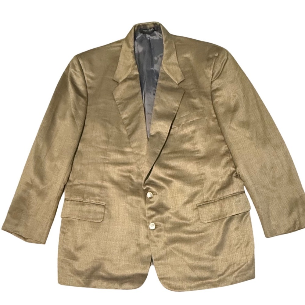 Tom James Filo A Mano Sport Coat Tan Herringbone Blazer HandTailored USA 2Button
